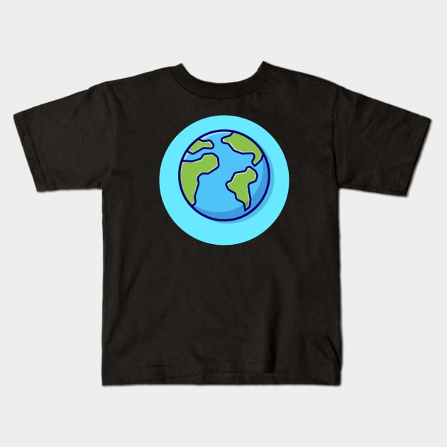 Earth Cartoon Vector Icon Illustration Kids T-Shirt by Catalyst Labs